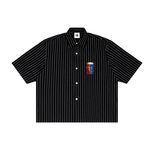 Unisex Striped Boxy Button-Up Shirt