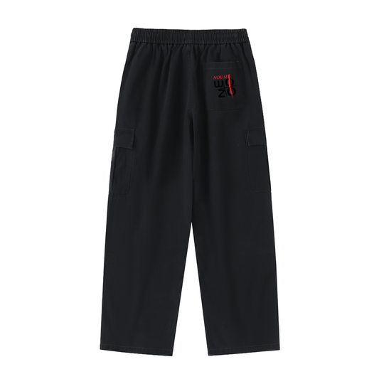 Drawstring Waist Straight-Leg Cargo Pants
