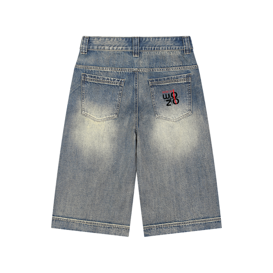 Vintage Wash Baggy Denim Shorts