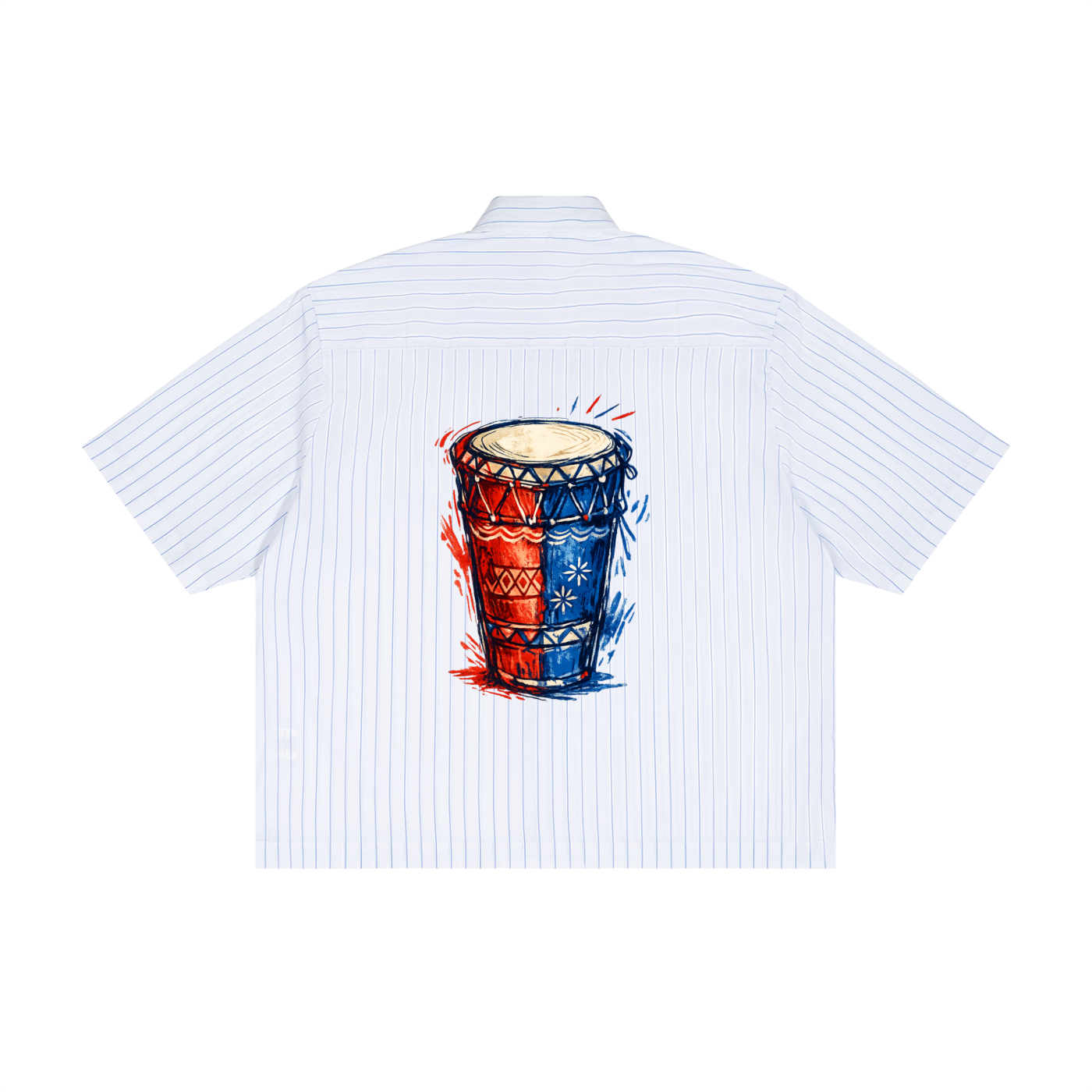 Unisex Striped Boxy Button-Up Shirt