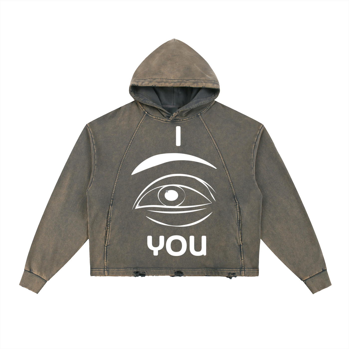 Vintage Washed Frayed-Hem Hoodie