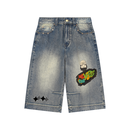 Vintage Wash Baggy Denim Shorts