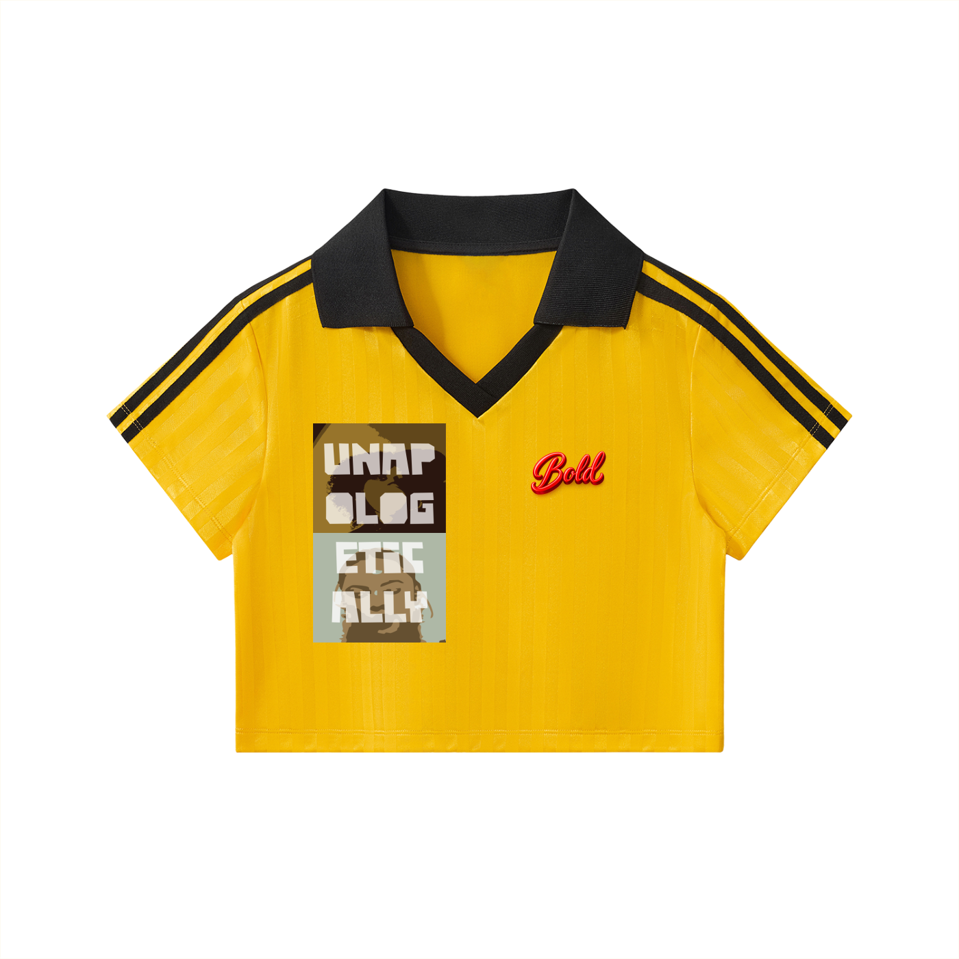 Contrast Collar Striped Cropped Jersey