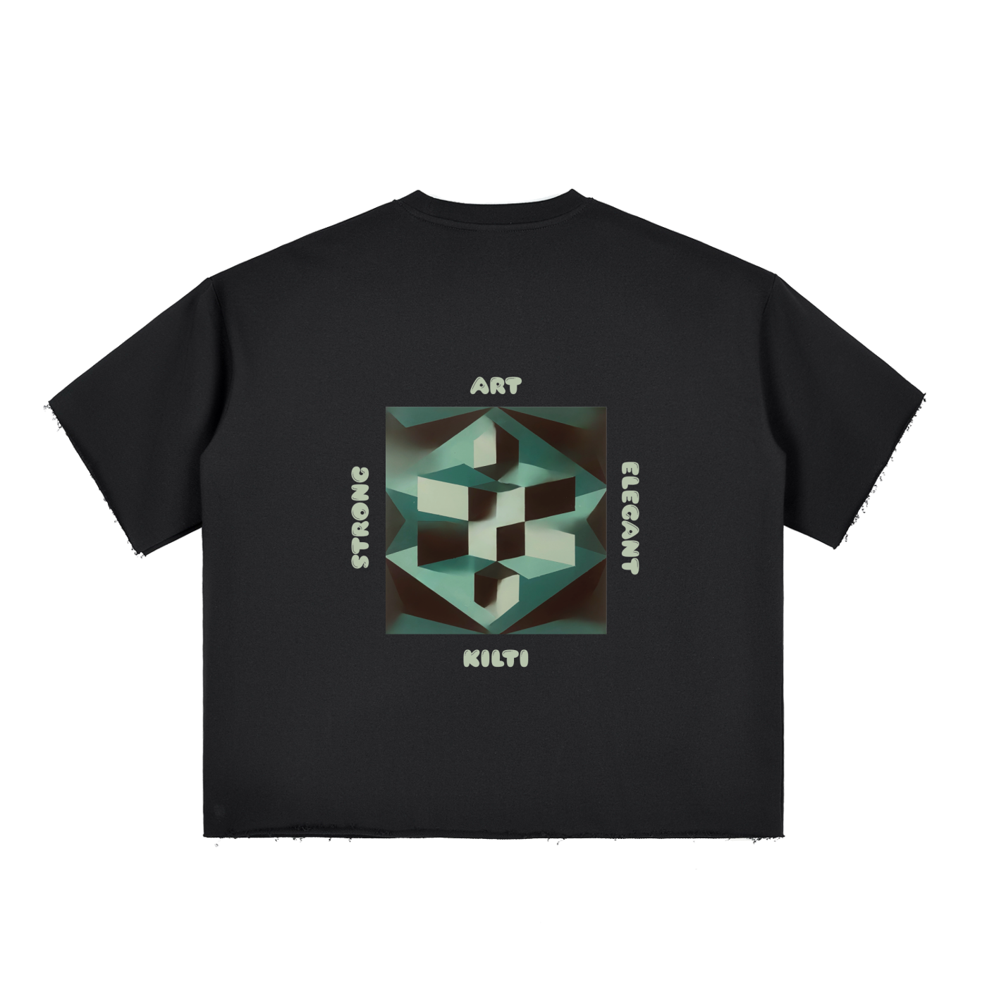 Boxy Half-Sleeve Raw-Edge T-Shirt