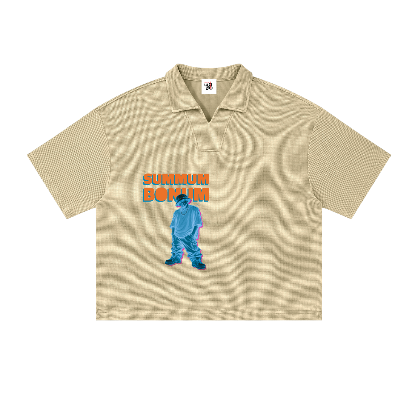 Unisex Vintage Wash Waffle Boxy Polo Shirt