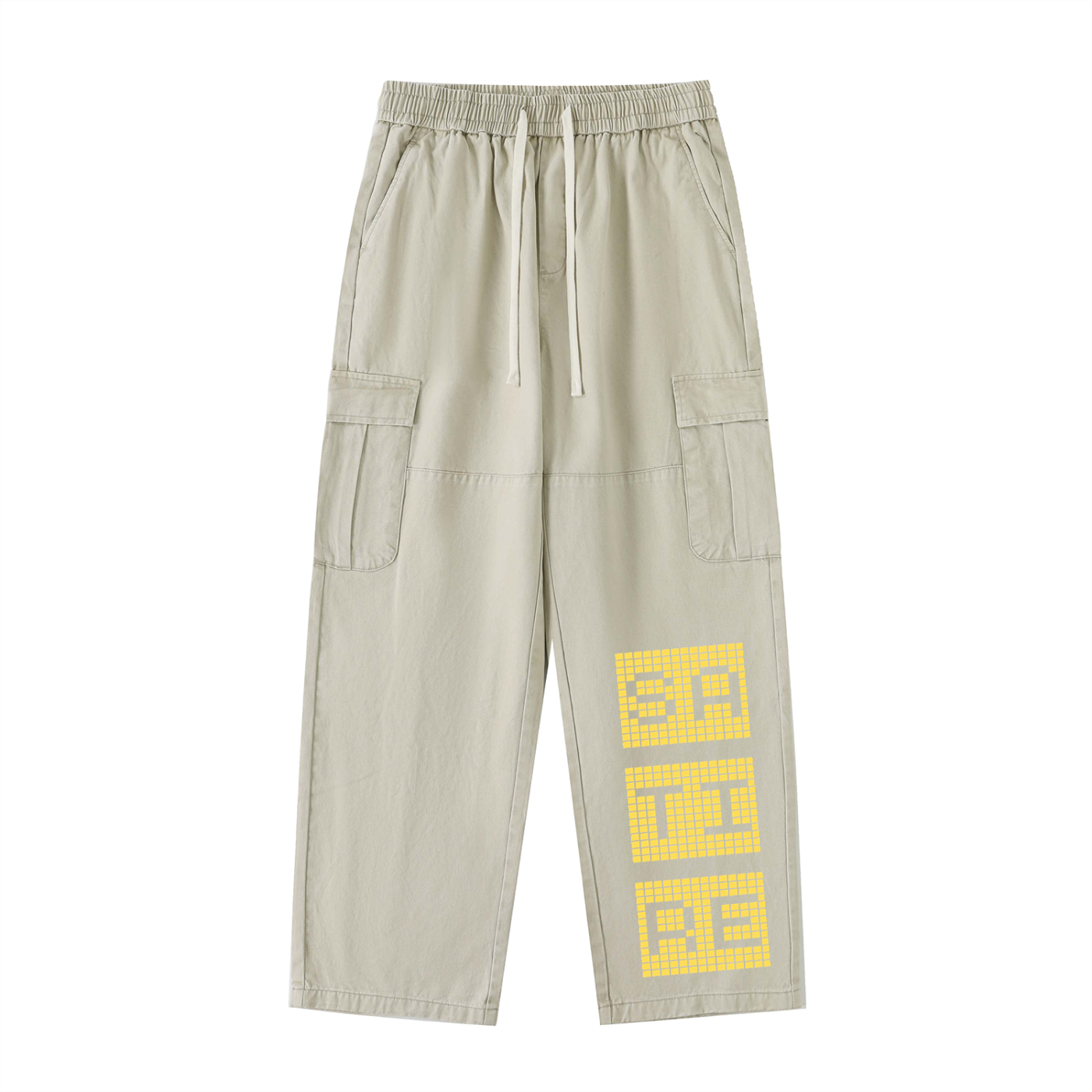 Drawstring Waist Straight-Leg Cargo Pants