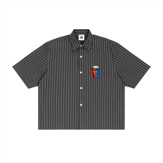 Unisex Striped Boxy Button-Up Shirt