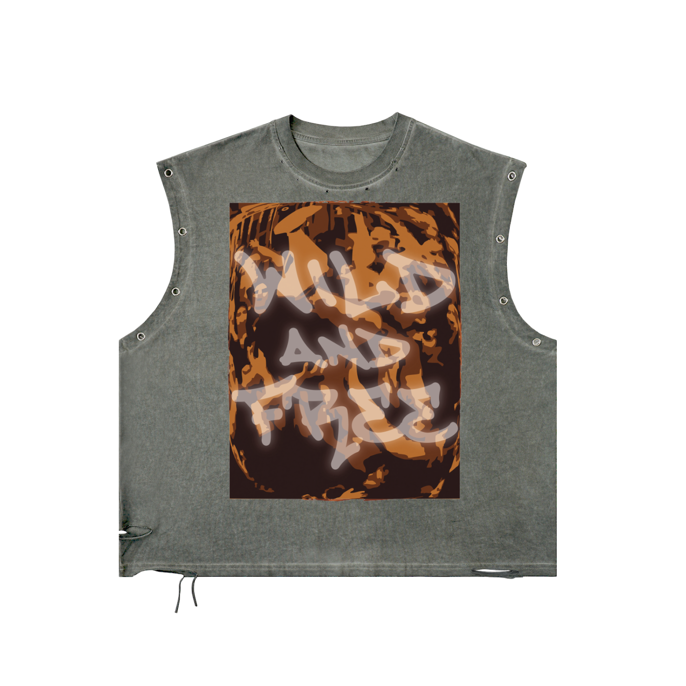 Distressed Grommet Eyelet Tank Top
