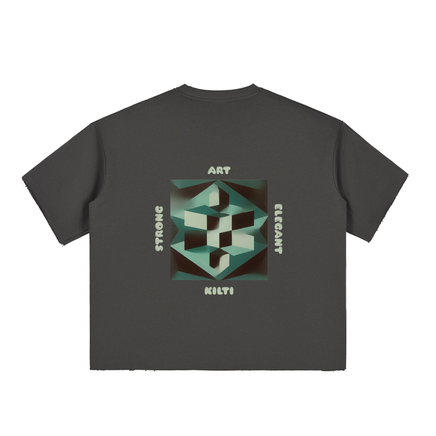 Boxy Half-Sleeve Raw-Edge T-Shirt