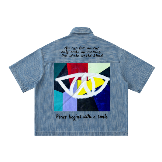 Distressed Wash Short-Sleeve Shirt