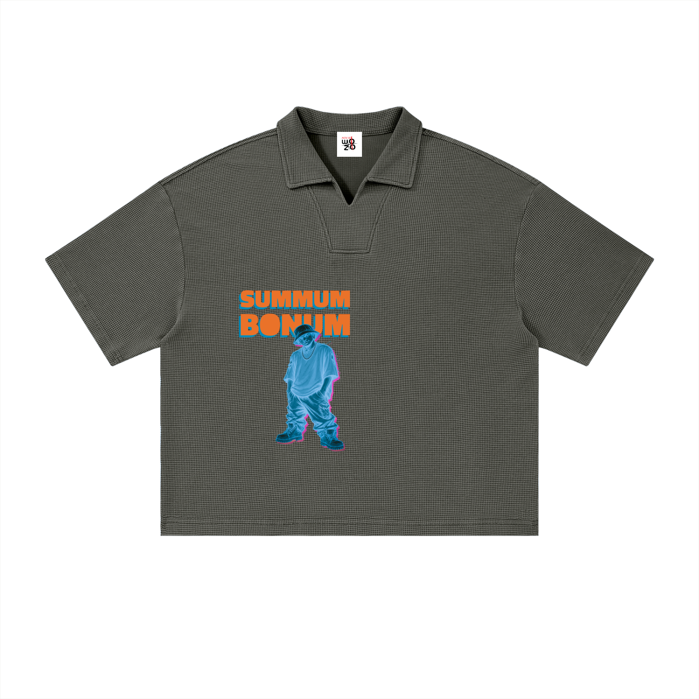 Unisex Vintage Wash Waffle Boxy Polo Shirt