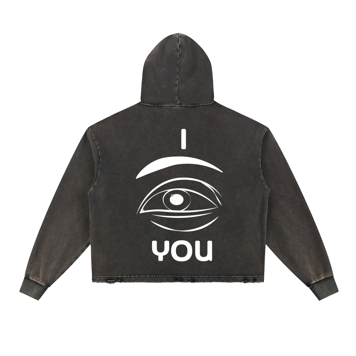 Vintage Washed Frayed-Hem Hoodie
