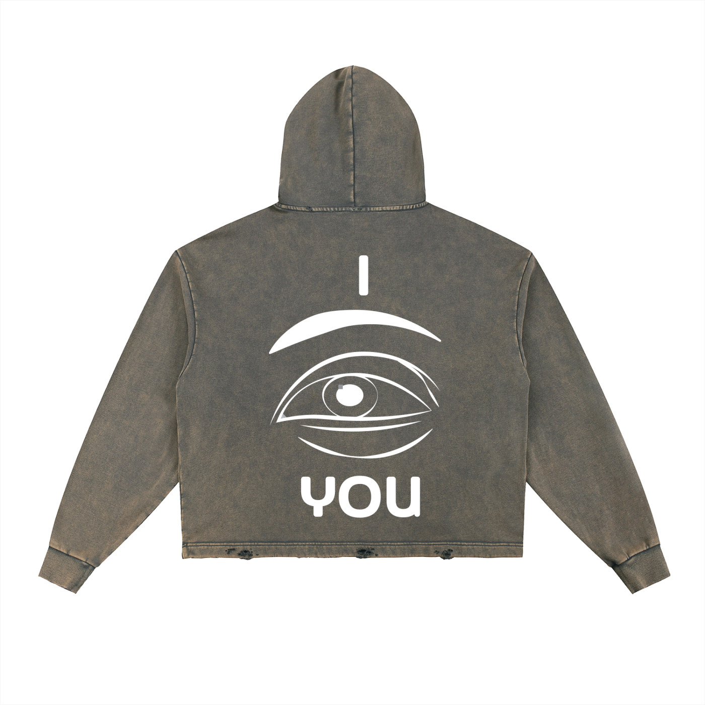 Vintage Washed Frayed-Hem Hoodie