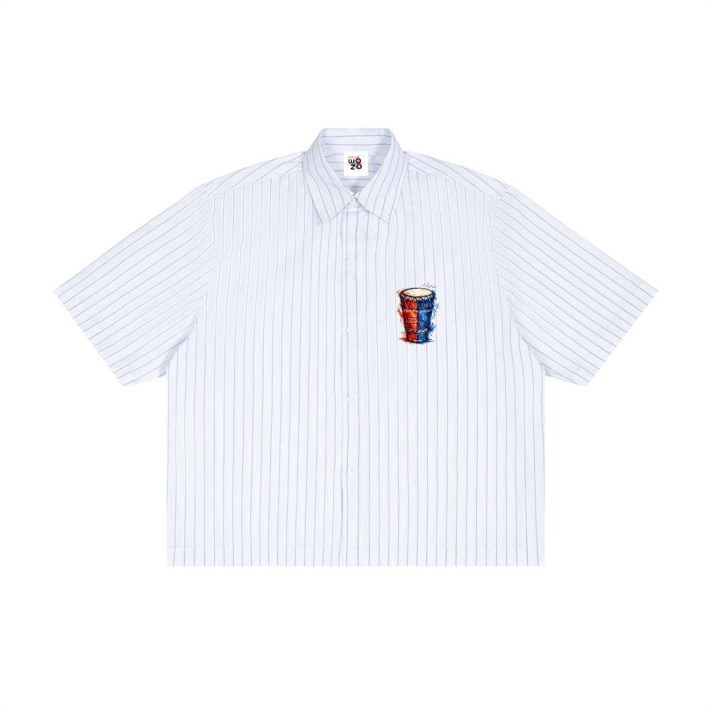 Unisex Striped Boxy Button-Up Shirt