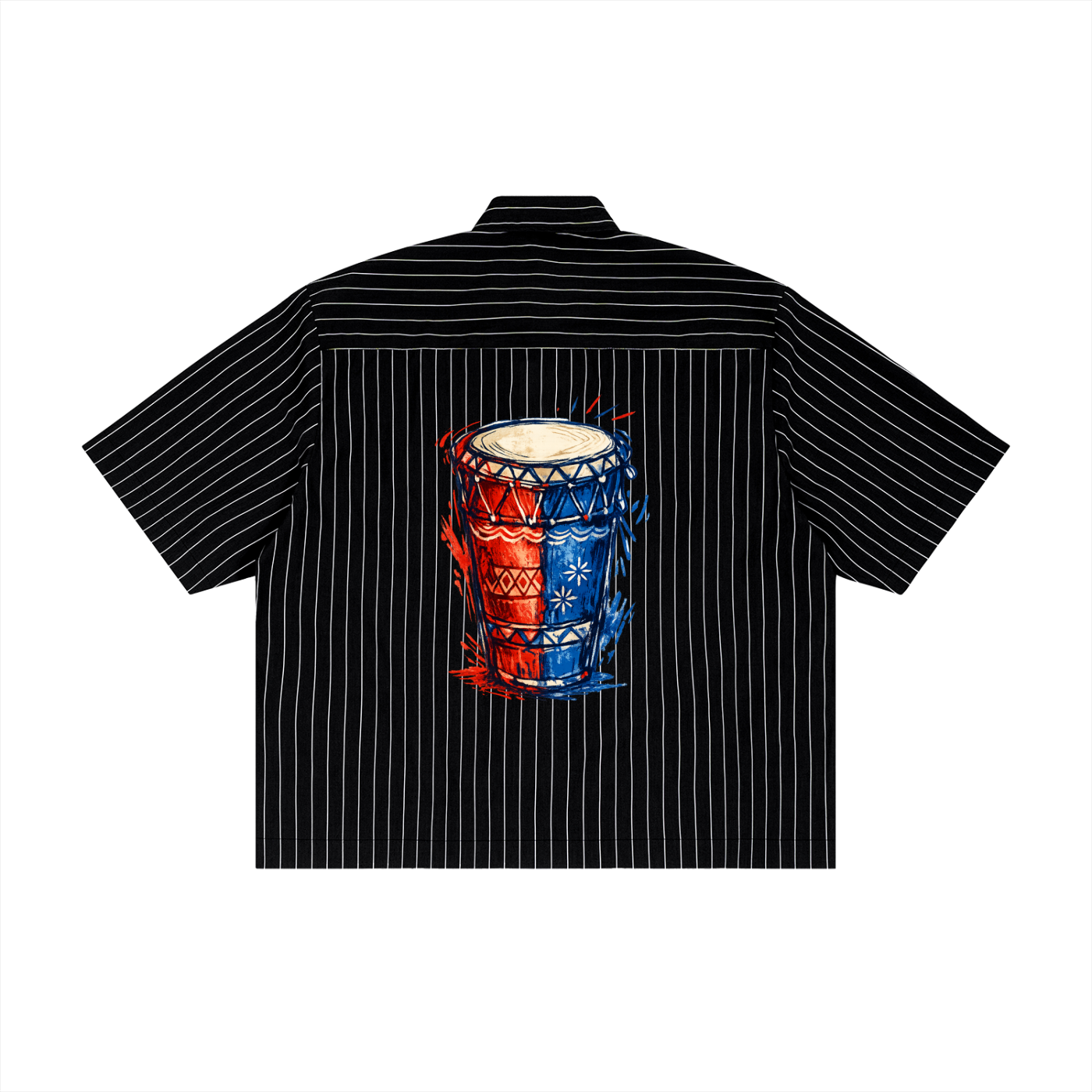 Unisex Striped Boxy Button-Up Shirt