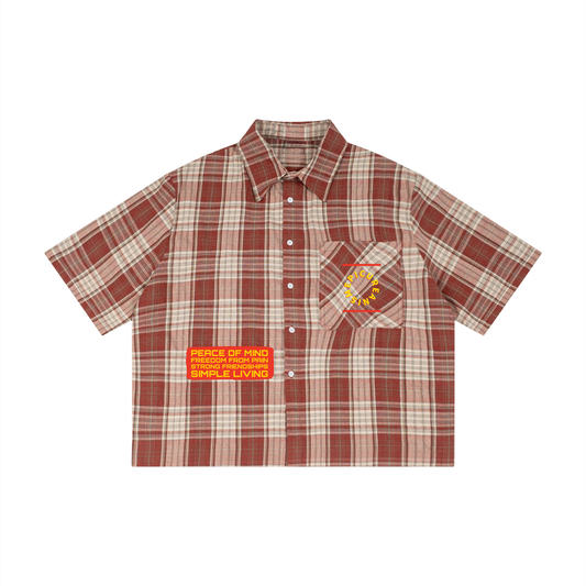 Unisex Plaid Boxy Short Sleeve Shirt