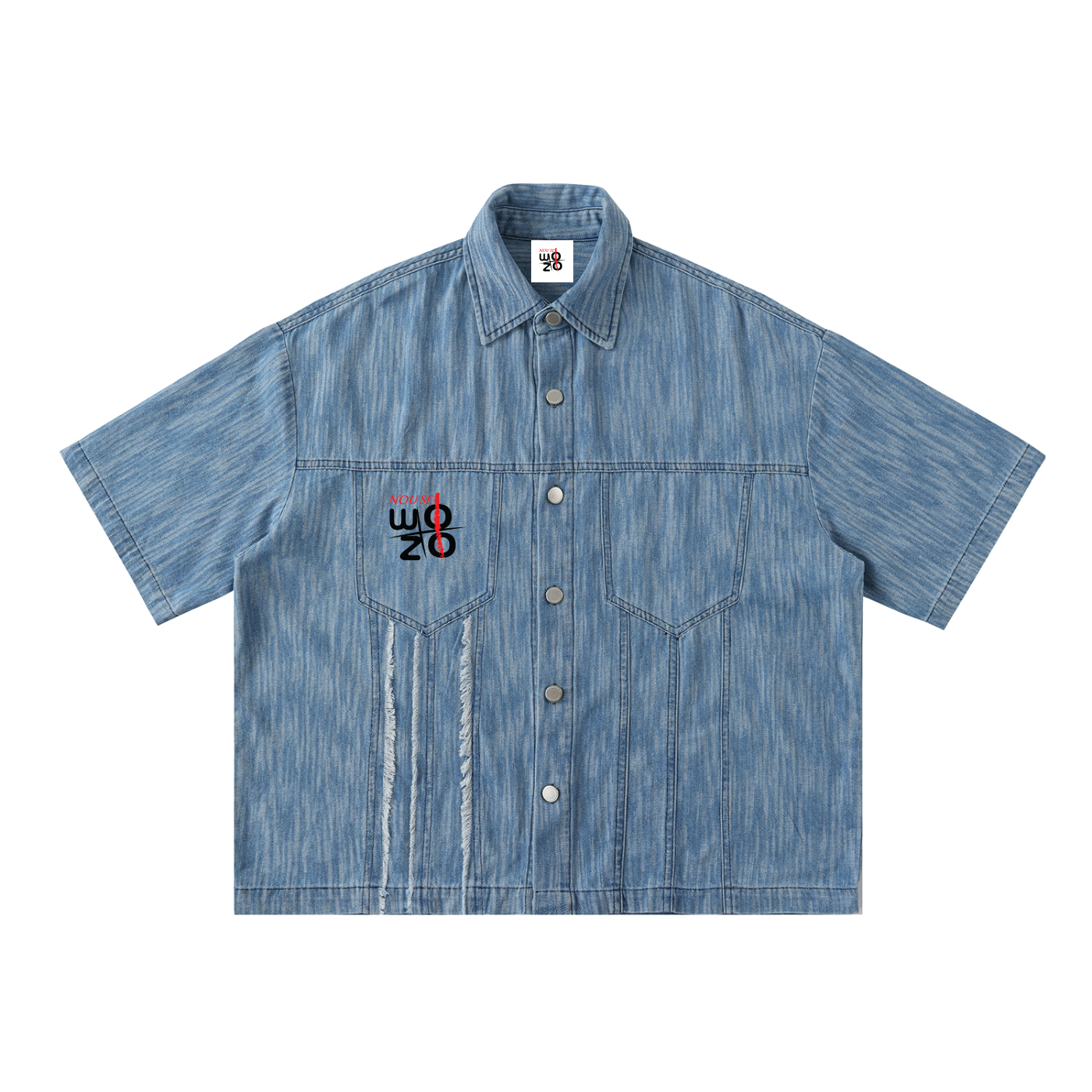 Distressed Wash Short-Sleeve Shirt