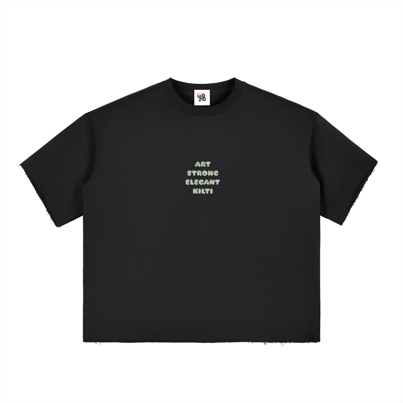 Boxy Half-Sleeve Raw-Edge T-Shirt