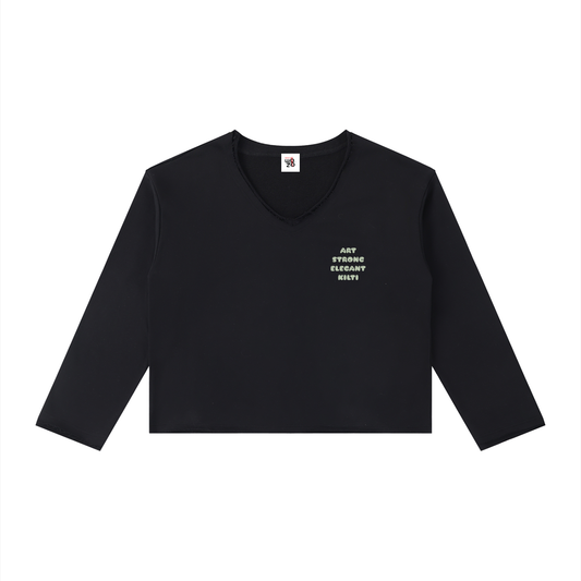 Women's Raw Hem Long Sleeve T-Shirt