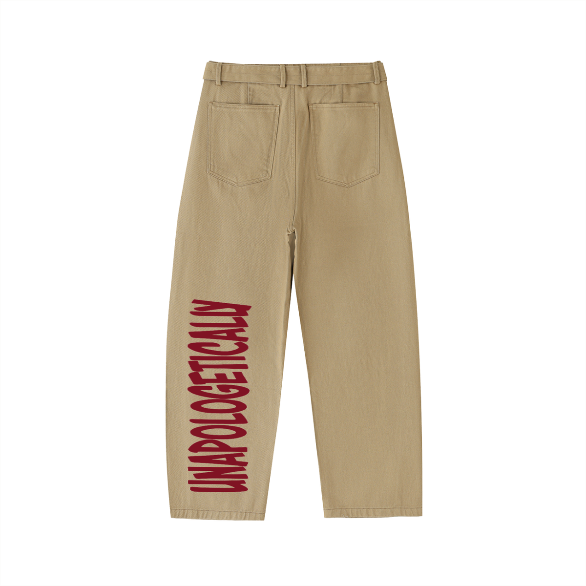 Twisted-Seam Belted Curved-Blade Pants