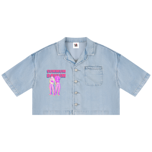 Women's Vintage Wash Boxy Cropped Shirt