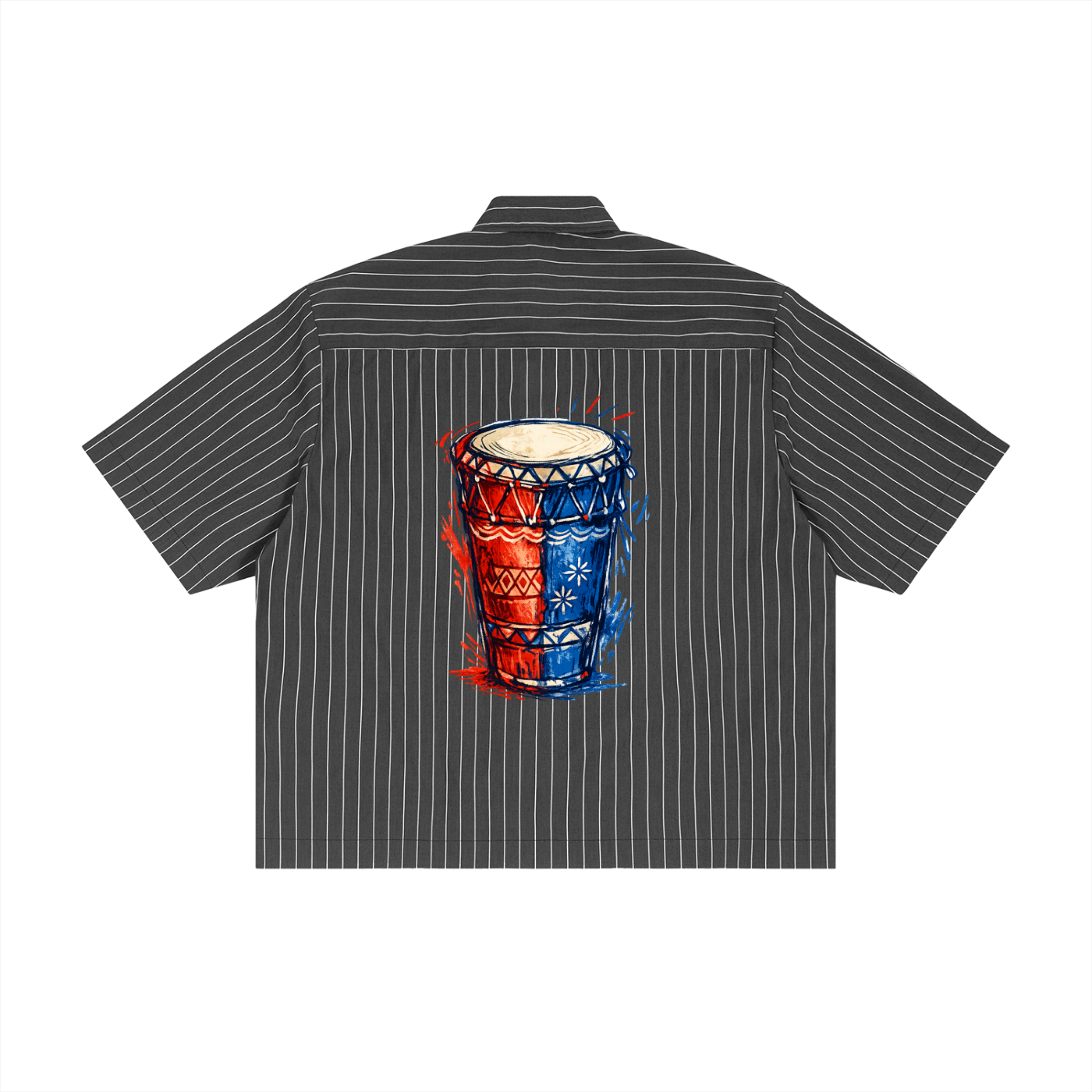 Unisex Striped Boxy Button-Up Shirt