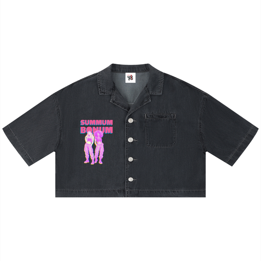 Women's Vintage Wash Boxy Cropped Shirt