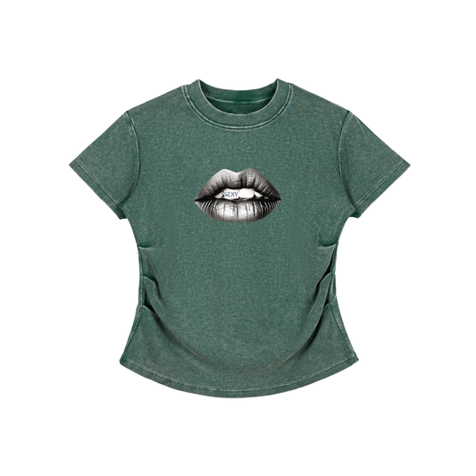 Vintage Washed Bodycon Cotton T-Shirt