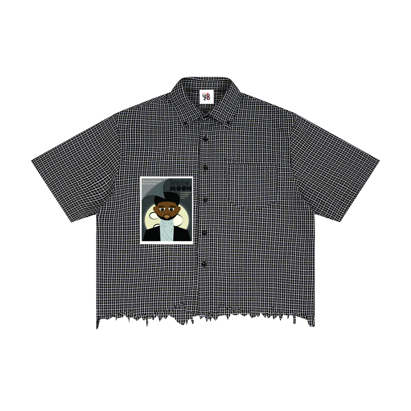 Unisex Distressed Plaid Boxy Shirt