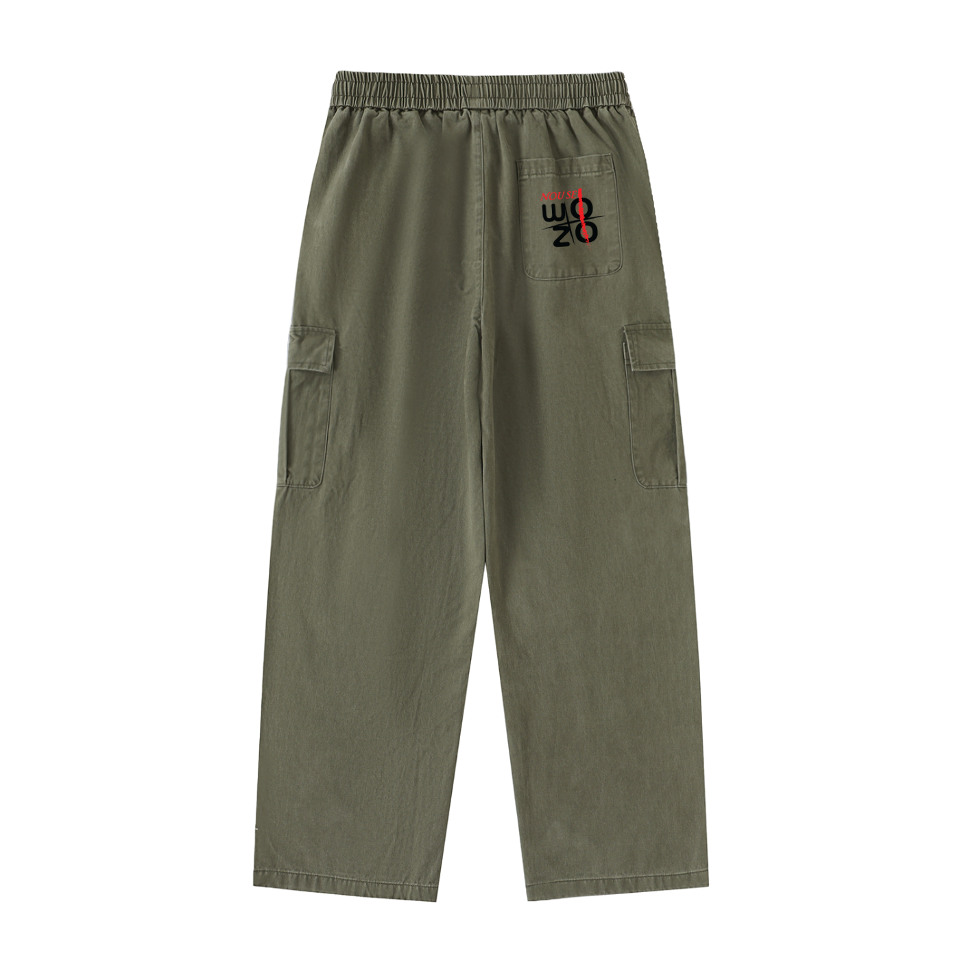 Drawstring Waist Straight-Leg Cargo Pants